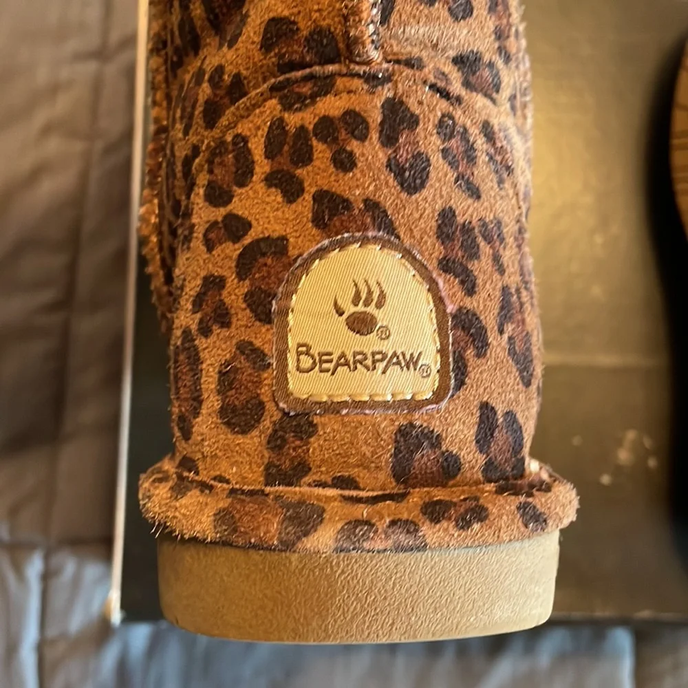 Bearpaw Women's Leopard Print Shearling Lined Boot - Brown